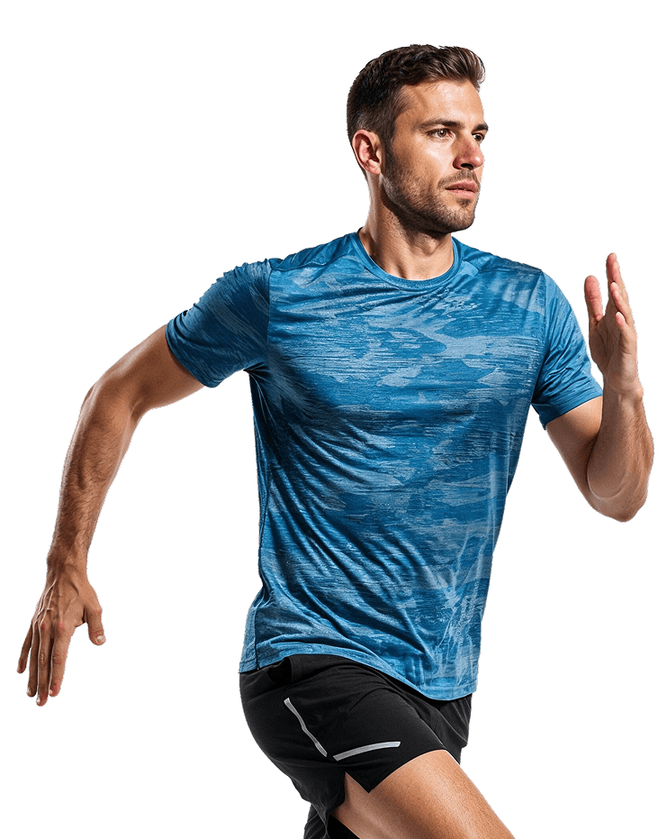 Un hombre corriendo con ropa deportiva